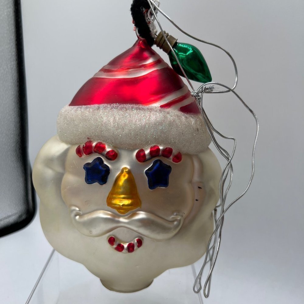 Dept. 56 Mercury Glass Santa Head Christmas Holiday Ornament Handblown